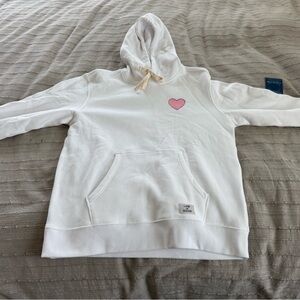 White Kids Hoodie with Pink Heart